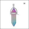 Charms Risultati dei gioielli Componenti Colori Hexagon Prism Pendenti Crystal Clear Chakra Gem Stone Fit Earrin Dhfjq