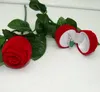 Porte-bague de mariage en velours, fleur de Rose rouge, présentoir de rangement pour boucles d'oreilles, pendentifs, boîte-cadeau de bijoux, cadeaux d'anniversaire de la saint-valentin