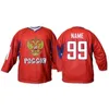 CeUf Team Russia bianco ROSSO Maglia da hockey su ghiaccio da uomo Ricamo cucito Personalizza qualsiasi numero e nome Maglie
