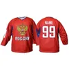 Команда CEUF Russia White Red Hockey Jersey Men's Men's Emlteardery STITGED Настройка любого номера и имени майки