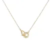 Regalo elegante para mujer, collar con colgante Micro Pave DO, joyería de acero inoxidable chapada en oro de 18 quilates