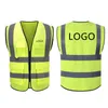 Gilet da lavoro riflettente per la sicurezza sul lavoro ad alta visibilità Avviso di costruzione Gilet da lavoro riflettente verde Abbigliamento sicuro Gilet da uomo