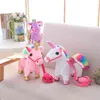 Ins Creative Unicorn Rope Doll Pegasus Can Walk e cantare giocattoli elettrici Pony Plush