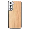 Творческие чехлы для телефона натурального дерева для Samsung Galaxy S22 Ultra Wooden Veener Back Cover и мягкая рама TPU