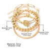 3pcs/conjunto Moda Bracelete de link de cadeia grossa para mulheres vintage cadeia de cobras dourada coloris pulseiras de pulseiras de conjunto de jóias