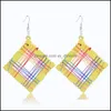 Dangle Chandelier Earrings Jewelry Wood Drop For Women Girl Hollow Square And Fashion Wholesale - 0839Wh Delivery 2021 Imuxr