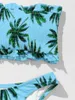 Womens swimwear planta impressão maiô push up bandeau bikini babados maiô plissado designer sexy conjunto v cintura