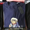 卸売高品質のコットンシャツラウンドネック半袖メンズベアプリントTシャツトップコットンルーズファッションボトムシャツの夏