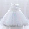 Robes de fille blanc rose fleur baptême premier 1er anniversaire robe pour bébé fille vêtements enfant en bas âge princesse dentelle fête perles costumes 0-5 ans