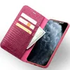 Couverture de cuir authentique de luxe pour le boîtier de protection de l'iPhone 11 avec place de carte pour femmes266p