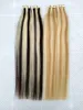 Sömlös hudvästtejp i mänskliga hårförlängningar 100g/40 -stycken Brasilianska peruanska indiska mongoliska hår Stark limpianofärg P27/613 P2/613 P6/613 Naturlig rak