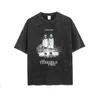 Anime pain printed men's t shirt retro washed 100% cotton tops t harajuku tshirt hip hop streetwear men's t-shirts 220504