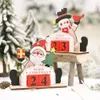 Noël avent compte à rebours calendrier bureau ornement blocs en bois père noël bonhomme de neige renne décoration de table P0824