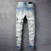 Jeans amirrs designer t shirts 2023 jean casual hip hop slitna ut och tvättade stänk bläck färg målning smal passform herr axcs