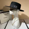 Black Cap Female British Wool Hat Fashion Party Flat Top Hat Chain Strap and Pin Fedoras For Woman For A Street-Style Shooting 220232K