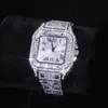 Orologi da polso Hip Hop Iced Out Orologio da uomo Quadrato con diamanti Quarzo Orologi da polso da uomo di lusso Calendario romano in oro Orologio in acciaio Relogio MasculinoWri