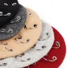 Berets Fashion Women Wol Blend Beret Hat Solid Color Winter Hats Punk Hoop Vintage Painter Cap Slouchy Bonnet voor vrouwelijke meisjes Capsberets