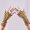 Five Fingers Gloves Lace Lengthen Wristband Knitted Half Finger Wrist Winter Women's Warm Arm Material Acrylic 9 ColorsFive