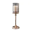 Retro metalen kandelaars creatieve glas kandelaar ambachten bruiloft vakantie feest levert candelabrum home decoratie ornamenten tt0116