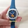 UF 5168G-001 5168 40e anniversaire LumiNova 42mm Montres-bracelets Cadran Bleu Bracelet en caoutchouc naturel Inoxydable Luminescent Mécanique Transparent Automatique Montres Homme