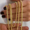 Ketten Mode 18 Karat Echtgold Überzogene Twisted Seil Kette Halskette Edelstahl Halsband Männer Frauen 2mm 3mm 4mm 5mmKetten