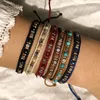 Pulseras tejidas trenzadas de colores, pulsera étnica bohemia con cuentas, accesorios de joyería de moda para mujer