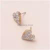 Stud Fashion Jewelry Heart Moucles d'oreilles Rhinstone Cute Drop Livrot Dhvwo