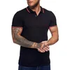 Polos pour hommes blanc hommes printemps et été hauts chemise Slim bouton chemisier couleur unie courtes à manches longues chemises pour coton automne mode hommes doux