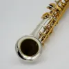 EM Pro Sier Plated Curved J Type Bell Straight Soprano Saxophone Saxello