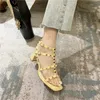 Sandals Designer Brand Woman Woman Summer Scarpe Design Rivet Lady Genuine Cancella Cucciolo tallone 41Sandals