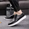 Men Fashion Casual Design Business Office Formal Dress Black White Shoes Carved Brogue Sneakers Flats Flatform Bullock e074