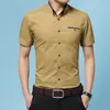 Summer Fashion Design Slim Fit Short Sleeve Cotton Daily Casual Shirt Men's Solid Colors White Khaki Black Pink Blouse 4XL 5XL 210412