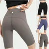 LU-YK03 Womens Yoga outfit Running Trainer Slim Shorts tränar vuxen hög midja korta byxor fitness bär flickor elastiska mager byxor sportkläder snabbt torrt