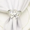 Serc w kształcie ślubu Pierścień Silver Color Silver Color Serwetki Walentynki Walentynki Kolacja Przyjęcia Tabela Dekoracje Serwetki Uchwyt BBF14310