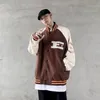 Herrjackor Män American Retro Baseball Uniform Jacket Män kvinnor sy hip-hop trend överdimensionerad avslappnad all-matchrockfjäder