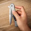 1Pcs R7226 Assisted Folding Knife 3Cr13Mov Satin Blade Wood with Stainless Steel Sheet Handle Outdoor EDC Pocket Tactical Knives