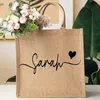 Spersonalizowana druhna Bachlorette Party Bridal Party TOTE BAG Custom Burlap Duże torby plażowe Prezenty na propozycję ślubną rocznicą 220707