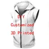 Drop VIP Link Tops Giacca unisex con cappuccio senza maniche con cerniera stampata in 3D fai-da-te 220722