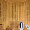 3m LED CORTINE String Fairy Lights Controle remoto USB 5V Luzes de cobre Decoração de Natal para casa de casamento Festas de festas de casamento Iluminação 8 Modos 3x3m 3x2m 3x1m