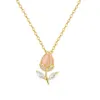 Tulip Flower Pendant Necklaces Gold Plated Lover Crystal Clavicle Chain for women Gift