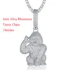 Pendentif Colliers 100% Micro Zircon Hip Hop Orang-outan Tenant Pistolet Collier Pour Hommes Bijoux Glacé Tennis Chaîne CadeauPendentif