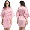 Damen-Nachtwäsche, vollschlupf, Spitzenärmel, Damen-Nachthemd, Kimono-Robe, sexy V-Ausschnitt, Braut, Brautjungfer, Hochzeit, Bademantel, Kleid, Satin, lässig