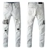 High Qualit Men denim designer jeans broderi byxor mode hål byxa oss storlek 28-40 hip hop nödställda dragkedja byxor för manlig