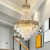 Lámparas colgantes Loft moderno Lámpara de araña de cristal Iluminación Lámpara colgante LED dorada de alta calidad para sala de estar Dormitorio Escalera Iluminación interior