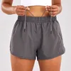 Lu-0160 Womens Yoga Outfits High Waist Shorts Exercise Short Pants Fitness Wear Girls Running Elastic Adult Sportswear Lined Drawstring