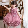 女の子のドレス手作りの花の子供夏のチュチュウェディングバースデーパーティー6m-4歳の子供用ガウンコスチューム衣料品