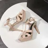 10cm 14cm Kadın Yüksek Topuklu Elbise Ayakkabı Tasarımcısı Gerçek Deri Pompalar 10/14 cm Lady Sandals Düğün Siyah Kutu No23