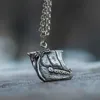 Pendentif Colliers Viking Warship Collier Vintage Nordic Boat Bijoux en acier inoxydablePendentif