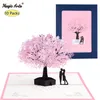 Paquet de 10 cartes de fleurs pop-up de cerisier pour l'anniversaire, la Saint-Valentin, la fête des mères, toutes les occasions, cartes de vœux 3D 220425