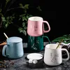 Drinkware Mugs 400ml Product European Style Light Luxury Gold-painted Ceramic Coffee Mug with Lid Spoon Water Cup Cartoon Totoro Mug